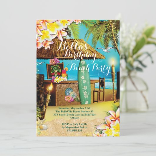 Invitations de plage et de fête de Luau (Debout devant)