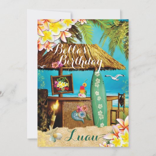 Invitations de plage et de fête de Luau (Dos)