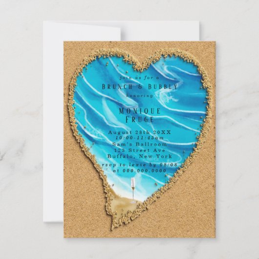 Invitations de plage et de sable Brunch & Bubbly (Devant)