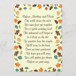 Invitations de poème de dîner de répétition de
