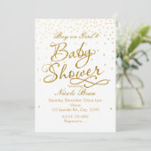 Invitations de point Confetti Blanc & Or baby show (Debout devant)