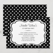 Invitations de points Polka noirs et blancs (Devant / Derrière)