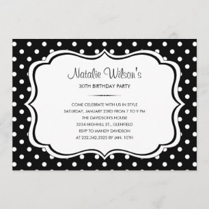 Invitations de points Polka noirs et blancs