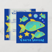 Invitations de poissons heureuses (Devant / Derrière)