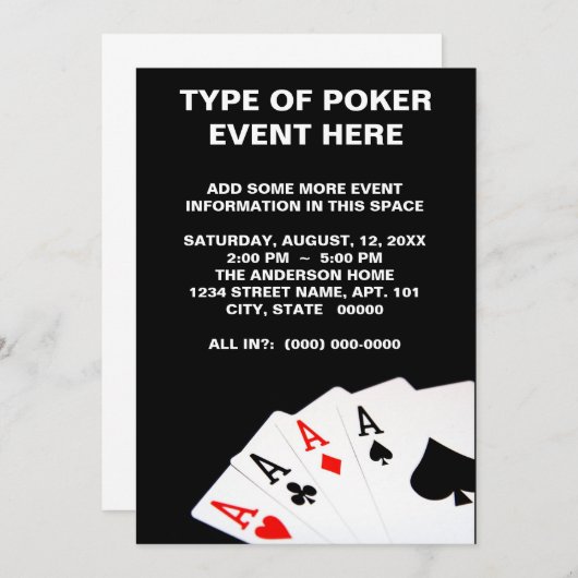 Invitations de poker (Devant / Derrière)