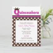 Invitations de Polka Dot et Fuchsia Quinceañera Br (Debout devant)