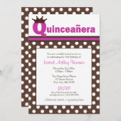 Invitations de Polka Dot et Fuchsia Quinceañera Br (Devant / Derrière)