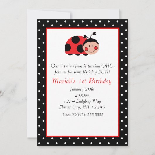 Invitations de Polka Dot Ladybug Red & Black Party (Devant)