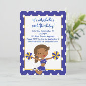 Invitations de pom-pom girl d'or de marine (Debout devant)