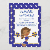 Invitations de pom-pom girl d'or de marine (Devant / Derrière)