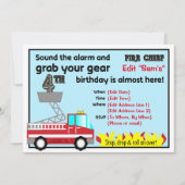 Invitations de pompiers pour 4 ans (Devant)