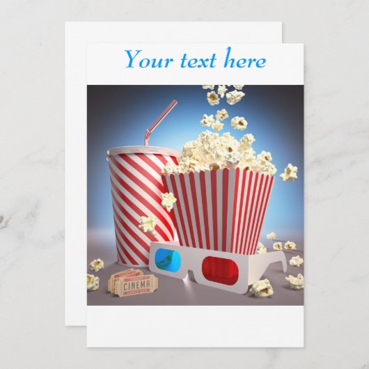 Invitations de pop-corn de cinéma (Devant / Derrière)