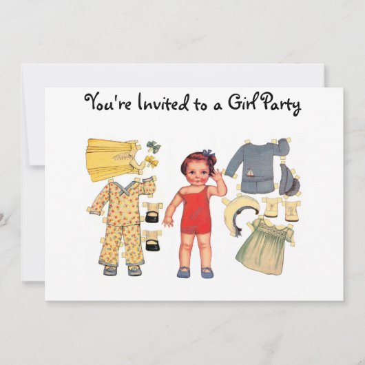 Invitations de poupées papier pour bébés (Devant)