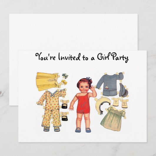 Invitations de poupées papier pour bébés (Devant / Derrière)