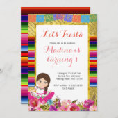 Invitations de première anniversaire de fille mexi (Devant / Derrière)