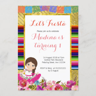 Invitations de première anniversaire de fille mexi