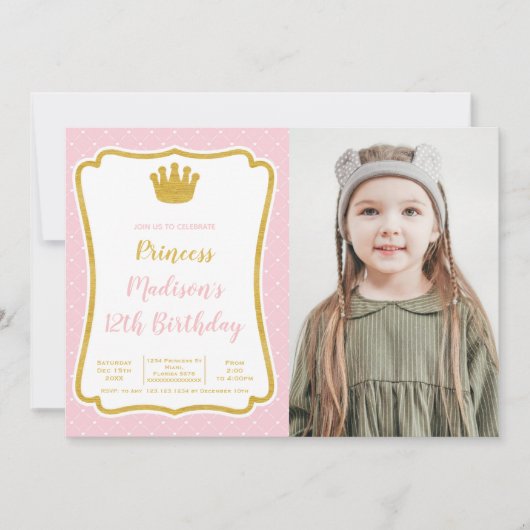 Invitations de Princess Party personnalisables pou (Devant)