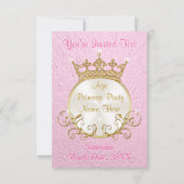 Invitations de princesse rose et or personnalisées (Devant)