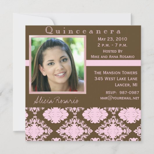 Invitations de Quinceanera (Devant)