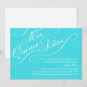 Invitations de Quinceanera à l'élégance bleu turqu (Devant / Derrière)