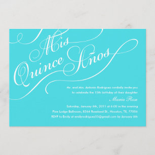 Invitations de Quinceanera à l'élégance bleu turqu