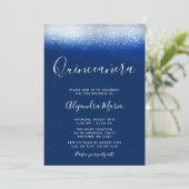 Invitations de Quinceanera bleu de la Marine Glam (Debout devant)