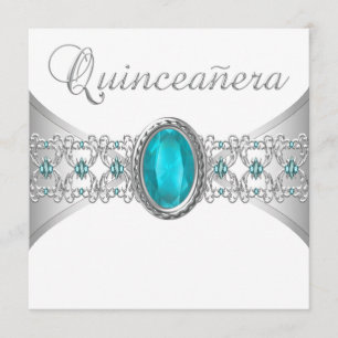 Invitations de Quinceanera d'argent de bleu de
