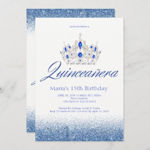 Invitations de Quinceañera de saphir et de diamant