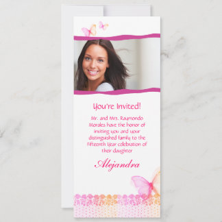 Invitations de Quinceanera Dentelle rose orange