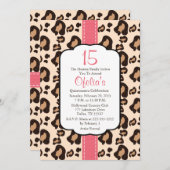 Invitations de Quinceanera Empreinte de léopard ro (Devant / Derrière)