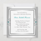 Invitations de Quinceanera en argent bleu turquois (Dos)