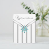 Invitations de Quinceanera en argent bleu turquois (Debout devant)