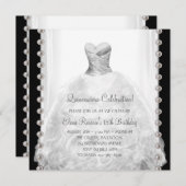 Invitations de Quinceanera noir et blanc (Devant / Derrière)