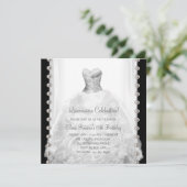 Invitations de Quinceanera noir et blanc (Debout devant)