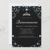 Invitations de Quinceanera noir et diamant (Devant)