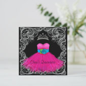 Invitations de Quinceanera Noir Rose Chaud (Debout devant)