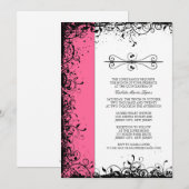 Invitations de Quinceanera rose (Devant / Derrière)