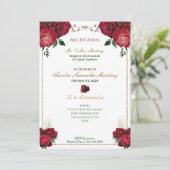 Invitations de Quinceañera rouge, blanc et or (Debout devant)