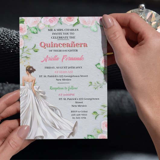 Invitations de Quinceañera - Sage & Blush Floral G