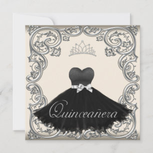 Invitations de Quincennera noir ivoire