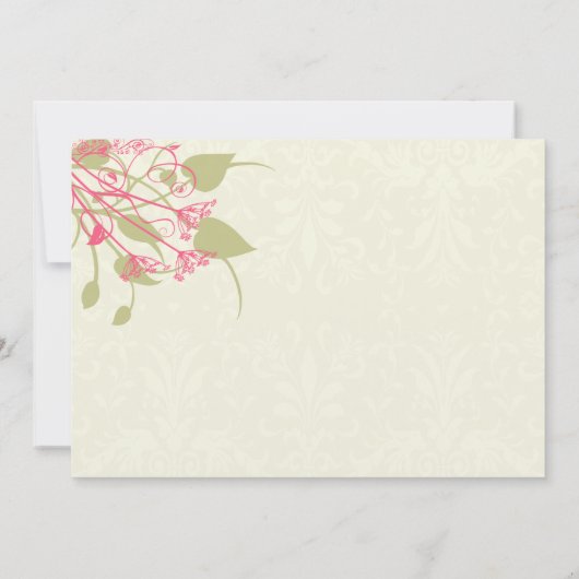 Invitations de Raspberry Dandelion Mariage damassé (Dos)