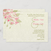 Invitations de Raspberry Dandelion Mariage damassé (Devant / Derrière)