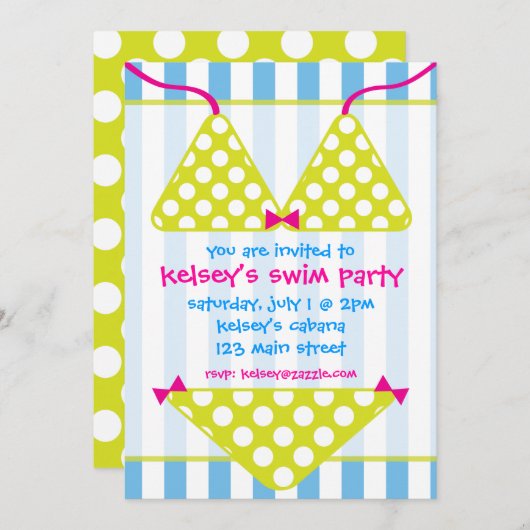 Invitations de réception au bord de la piscine de (Devant / Derrière)