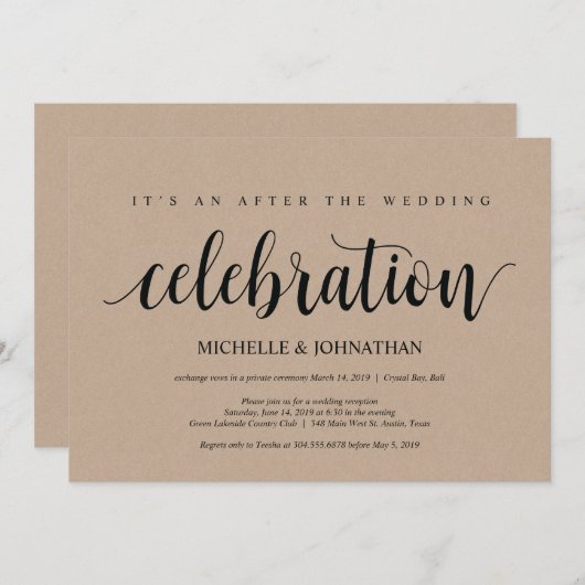 Invitations de réception Rustic Kraft Mariage Elop (Devant / Derrière)