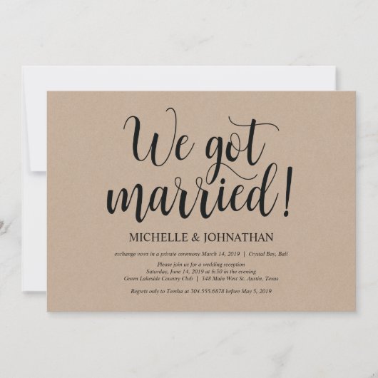 Invitations de réception Rustic Kraft Mariage Elop (Devant)