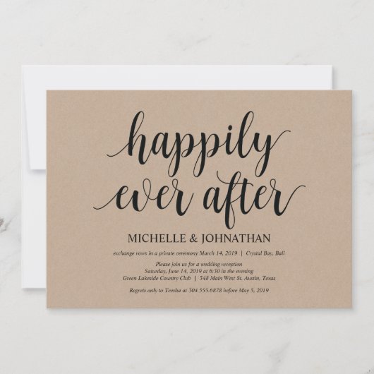 Invitations de réception Rustic Kraft Mariage Elop (Devant)