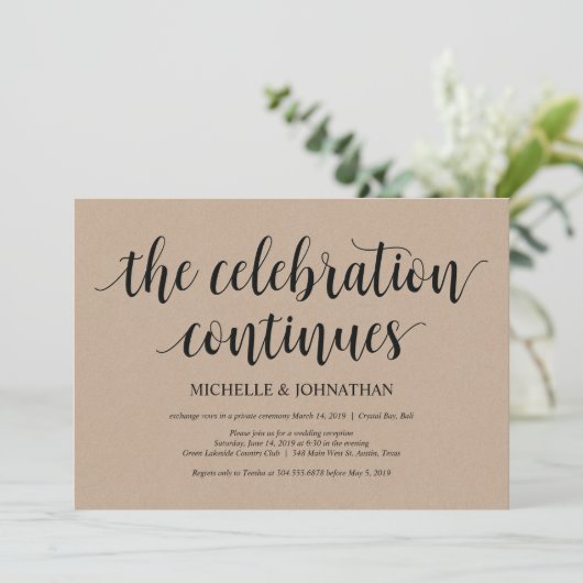 Invitations de réception Rustic Kraft Mariage Elop (Debout devant)