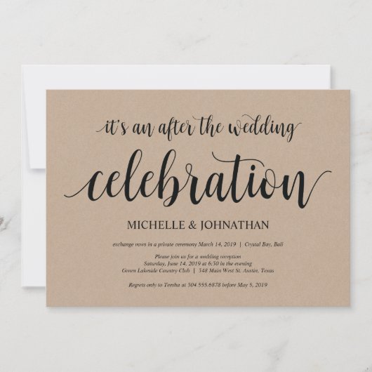 Invitations de réception Rustic Kraft Mariage Elop (Devant)