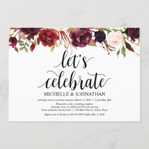Invitations de réception Rustique Bourgogne Floral