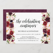 Invitations de réception Rustique Bourgogne Floral (Devant / Derrière)